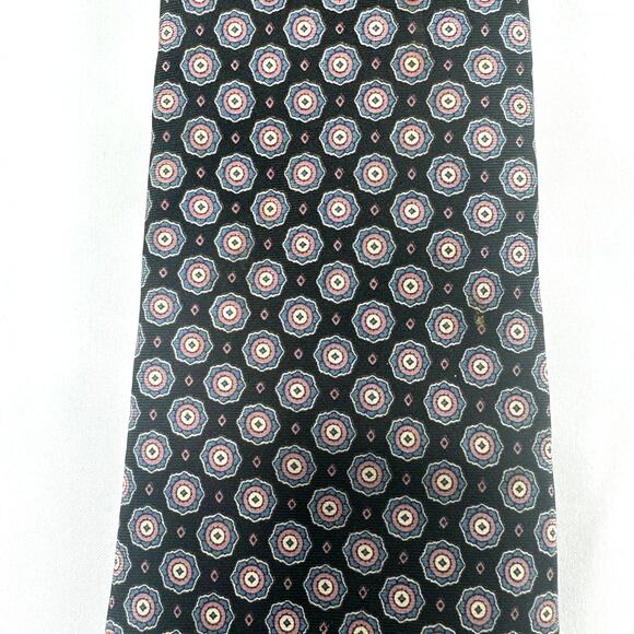 Christian Dior Silk Tie Blue & Mauve Medallion Print 58" Luxury Designer Necktie - Picture 4 of 5